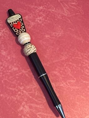 NWOT Handmade Black Cheetah Print Coffee ❤️ Pen